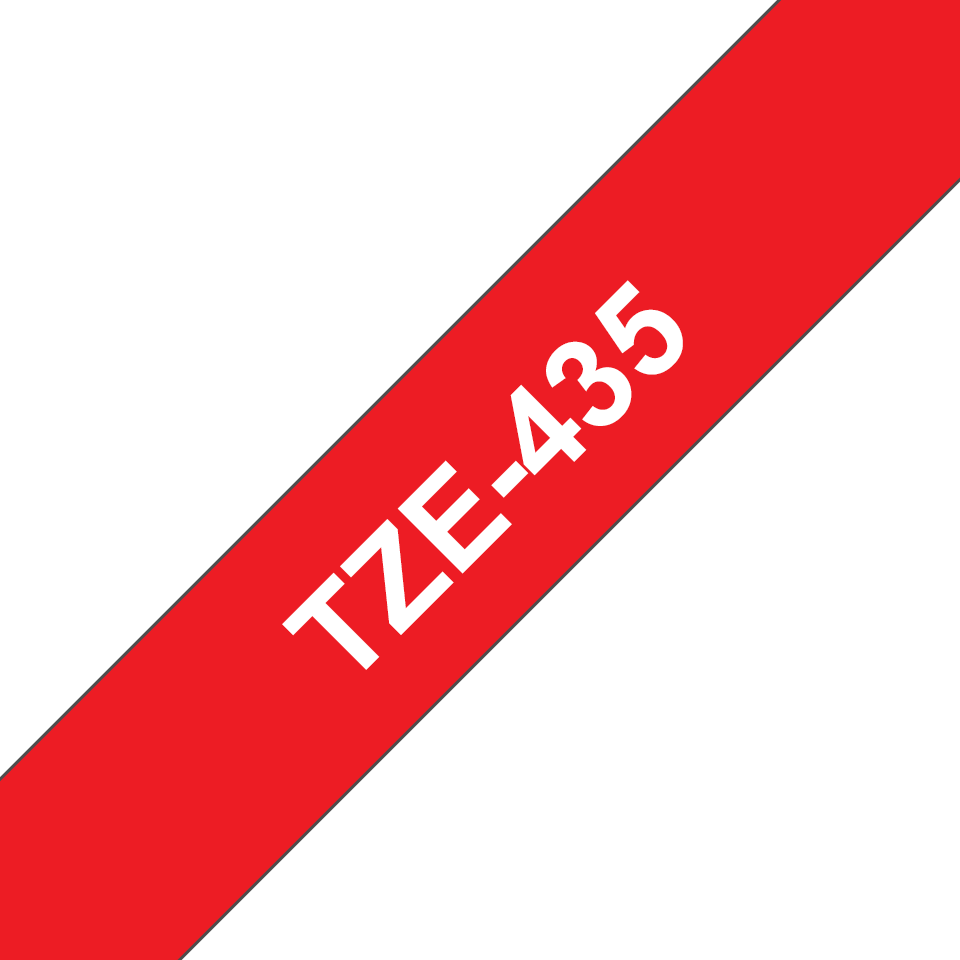 Genuine Brother TZe-435 Labelling Tape Cassette – White on Red, 12mm wide